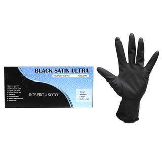 Desoto Black Satin Gloves Medium 10pk