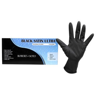 Desoto Black Satin Gloves Large 10pk